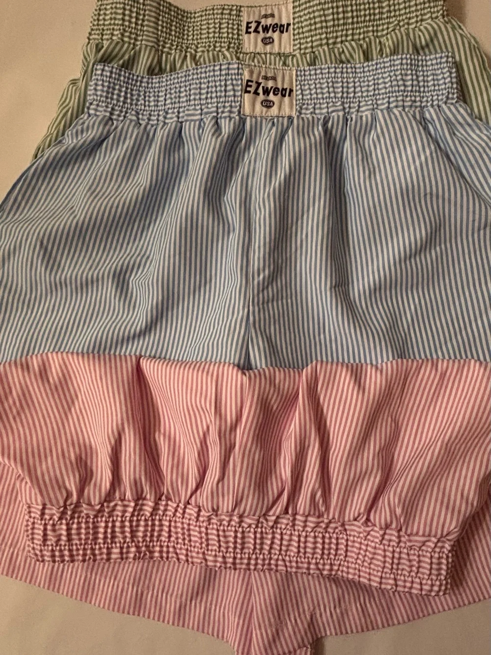 SHEIN Striped Pull-On Shorts - Pink, Blue & Green Sz S